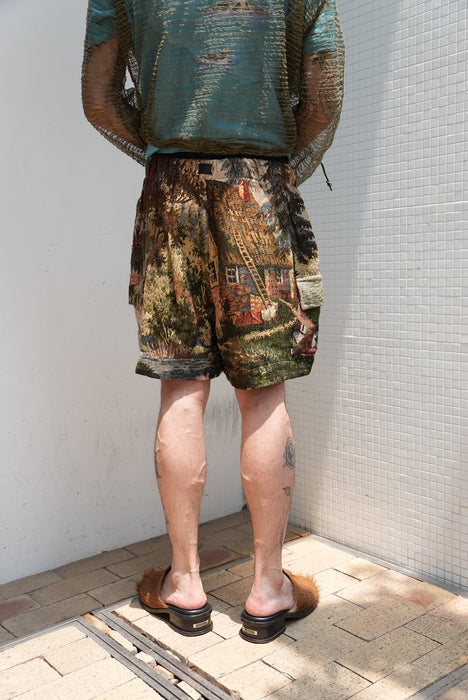 remake jaquard cargo shorts