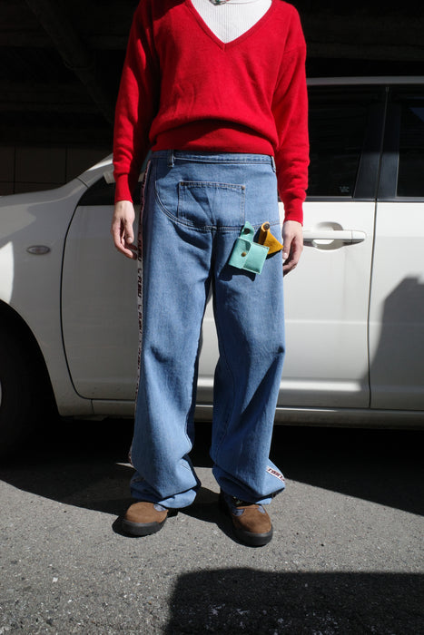 90s FUBU gimmick denim with leather goods