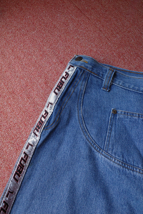 90s FUBU gimmick denim with leather goods