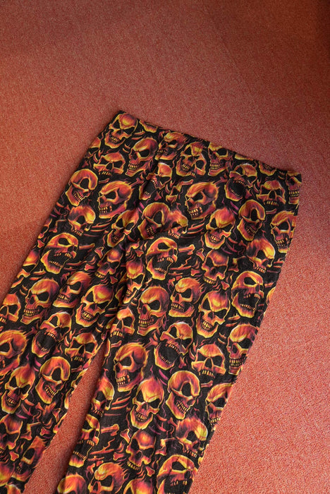 TATTOO ROUNGE fire skull pajama pants