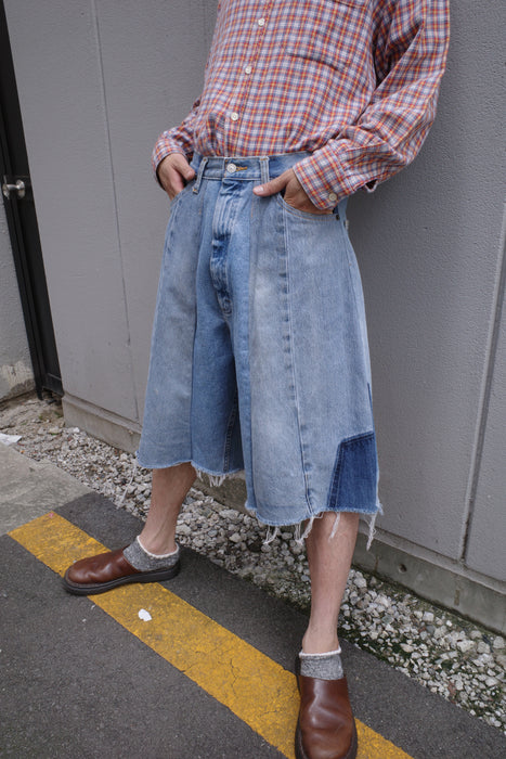 remake Levi's patchwork denim shorts