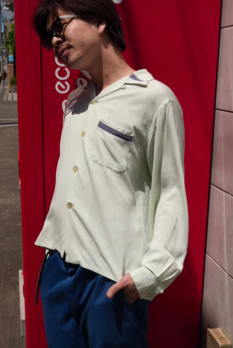 60s DAILY DOUBLE hand stitch 2tone rayon shirt