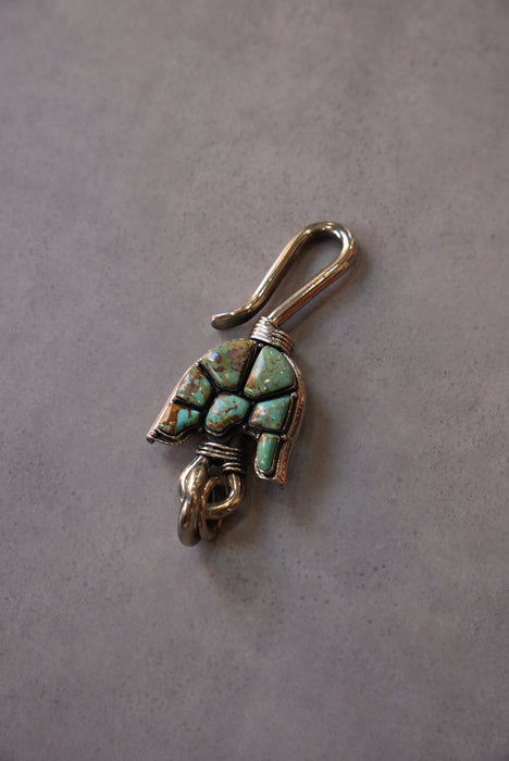 handmade brass key chain "kabuto" green