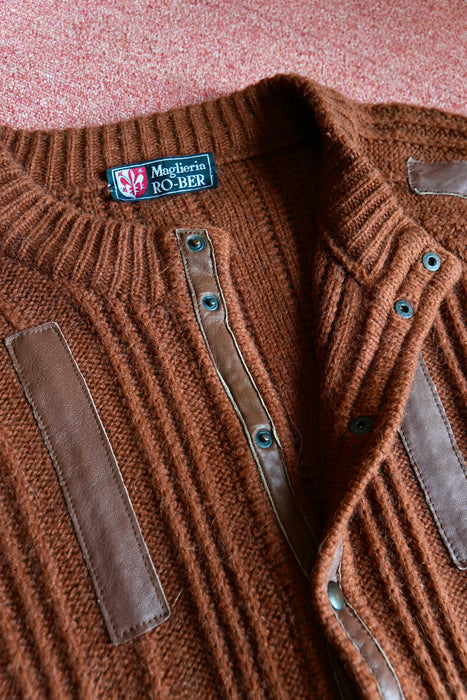80s Maglieria leather×Knit blouson
