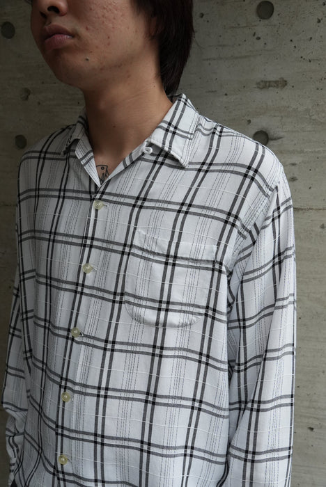 60s Manhattan check rayon shirt