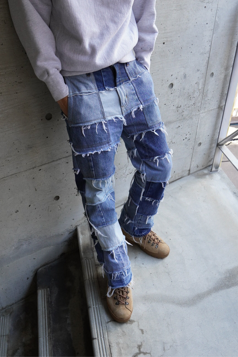 remake patchwork denim pants