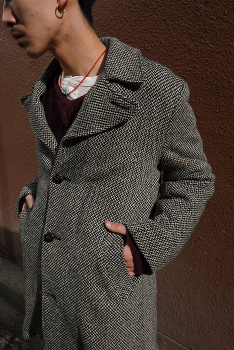 70s tweed boa half coat