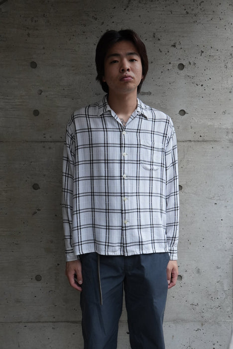 60s Manhattan check rayon shirt