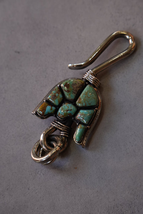 handmade brass key chain "kabuto" green