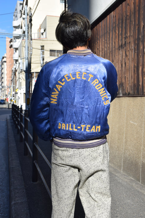 60s satin×wool reversible jacket