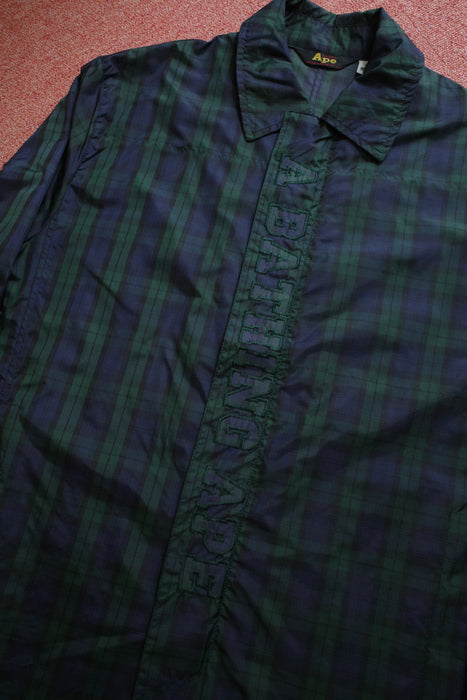 90s A BATHING APE blackwatch nylon coat