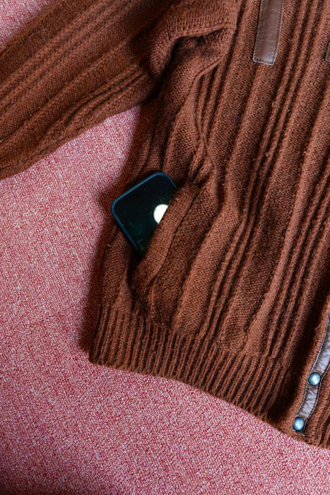 80s Maglieria leather×Knit blouson