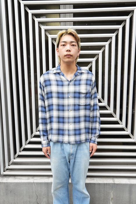 60s unknown check rayon shirt