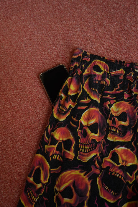 TATTOO ROUNGE fire skull pajama pants