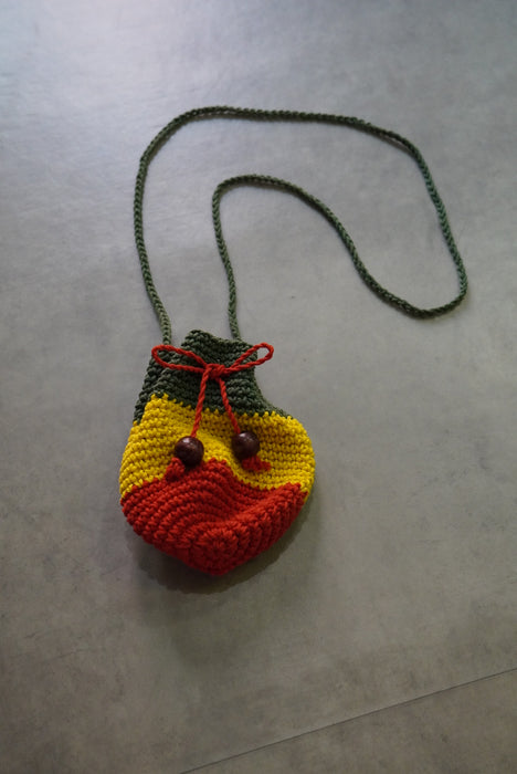 hand knitted rasta pouch