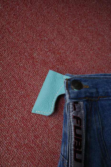 90s FUBU gimmick denim with leather goods