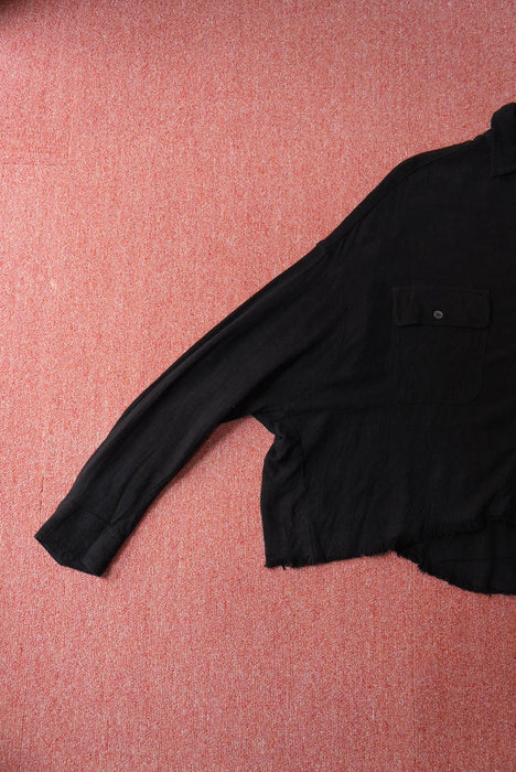 OLIVACEOUS deformation rayon×linen shirt