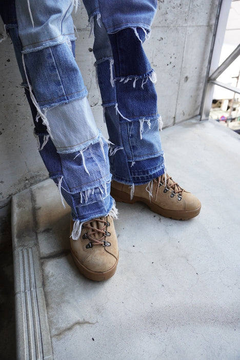 remake patchwork denim pants