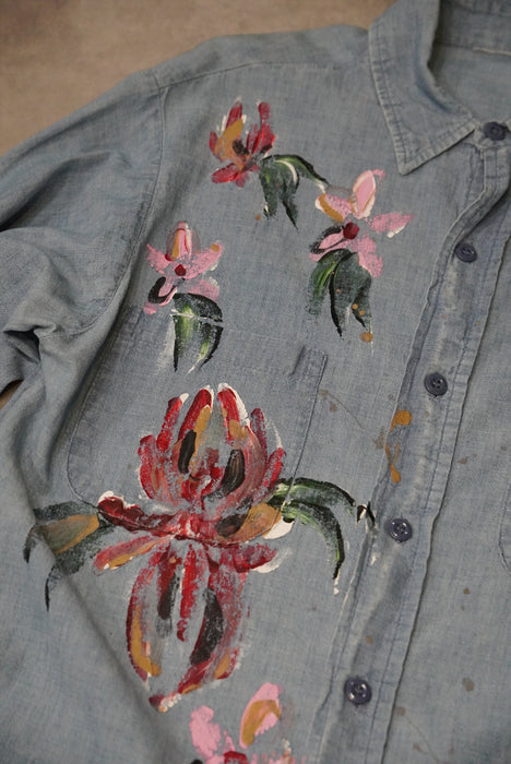 70s hand painted chambray