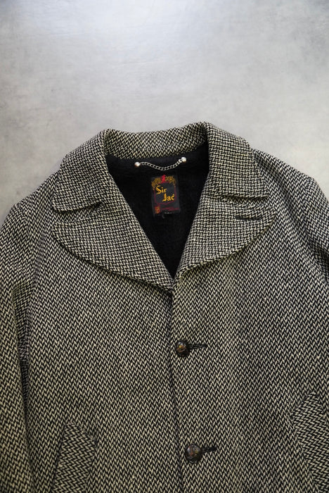 70s tweed boa half coat