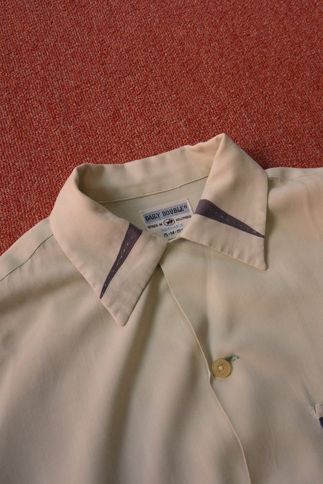60s DAILY DOUBLE hand stitch 2tone rayon shirt