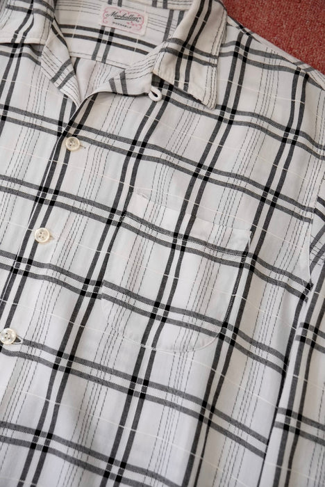 60s Manhattan check rayon shirt