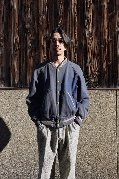 60s satin×wool reversible jacket