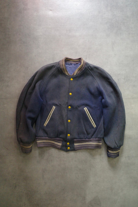 60s satin×wool reversible jacket