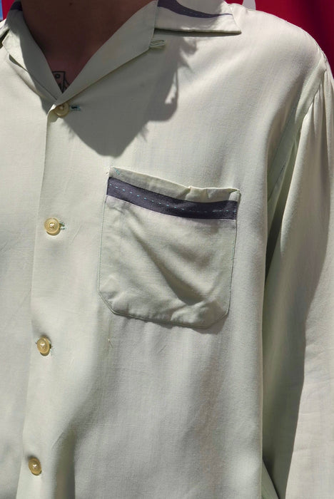 60s DAILY DOUBLE hand stitch 2tone rayon shirt