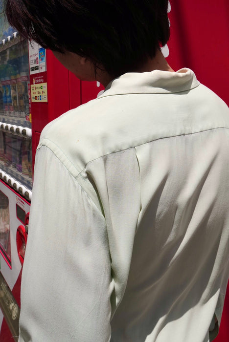 60s DAILY DOUBLE hand stitch 2tone rayon shirt