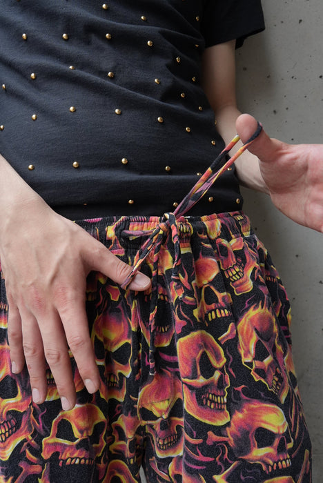 TATTOO ROUNGE fire skull pajama pants