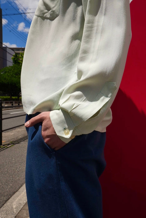 60s DAILY DOUBLE hand stitch 2tone rayon shirt