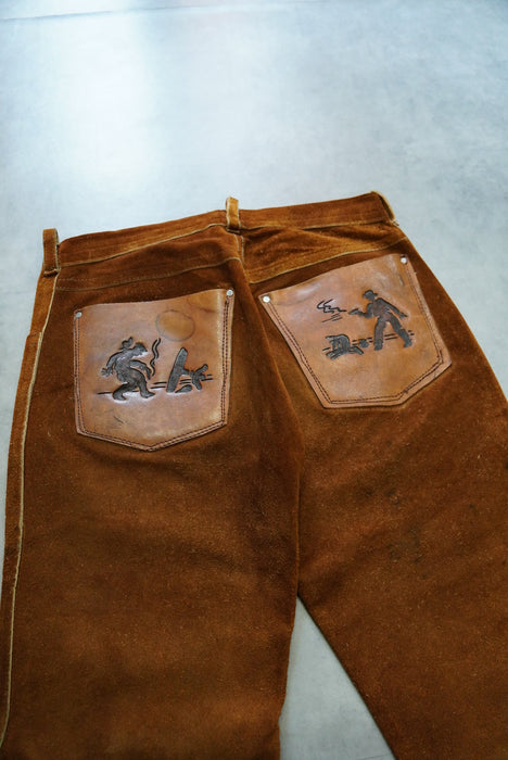 60s handmade western leather pants