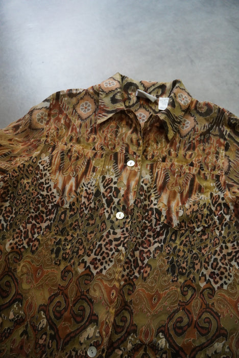 00s alfred dunner all over pattern sheer shirt