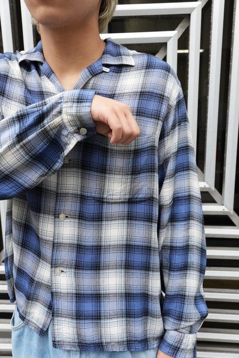 60s unknown check rayon shirt
