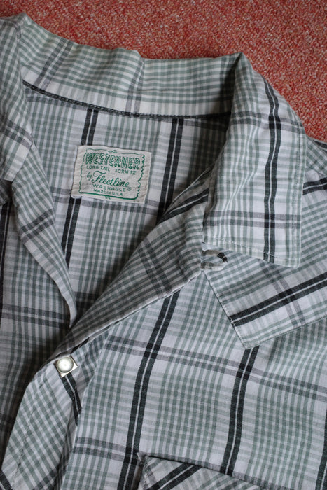 60s Fleatline cotton check western shirt