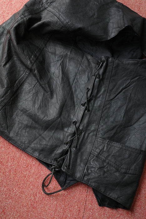 90s lace-up leather vest