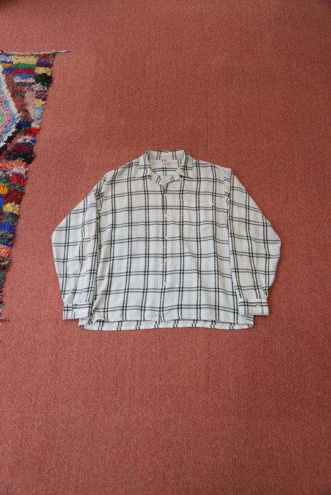 60s Manhattan check rayon shirt