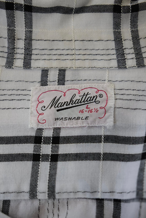 60s Manhattan check rayon shirt