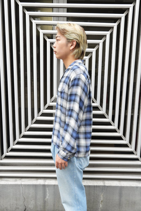 60s unknown check rayon shirt