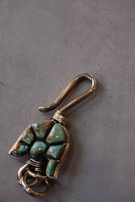 handmade brass key chain "kabuto" green