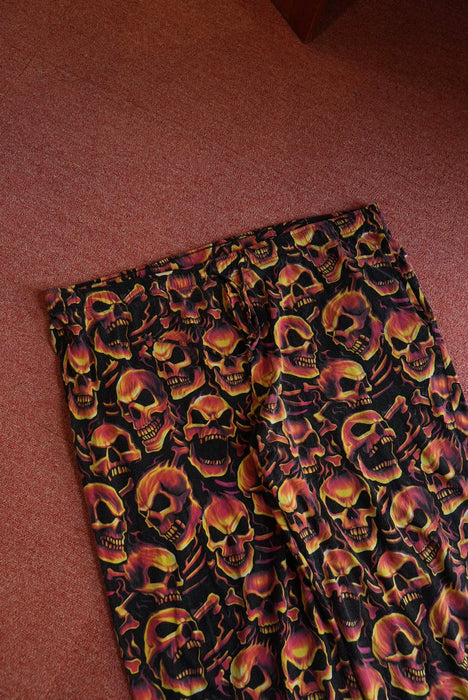 TATTOO ROUNGE fire skull pajama pants