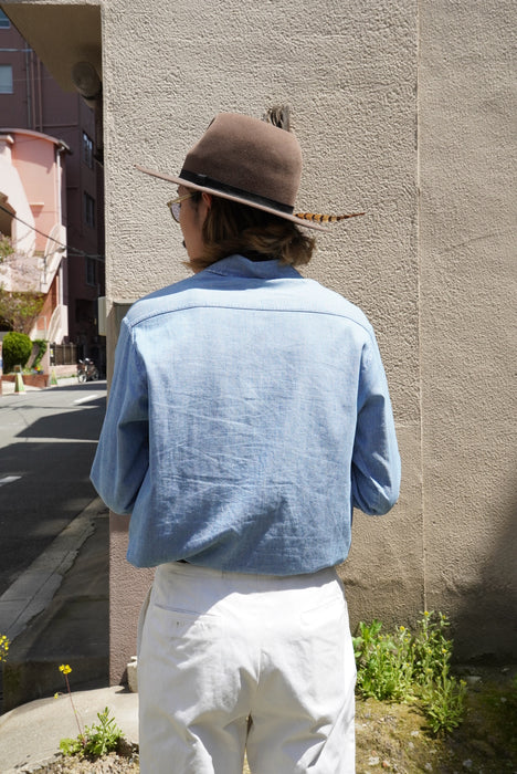 70s hand painted chambray