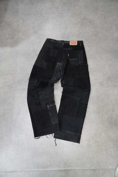 patchwork denim pants