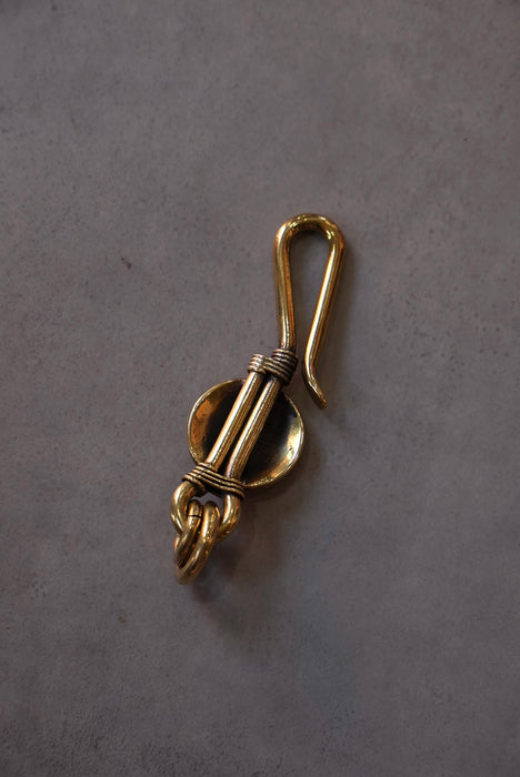 handmade brass key chain "peace" green