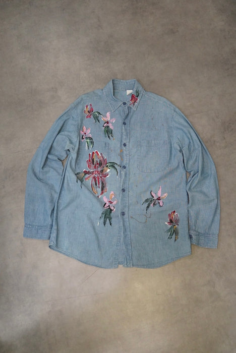 70s hand painted chambray