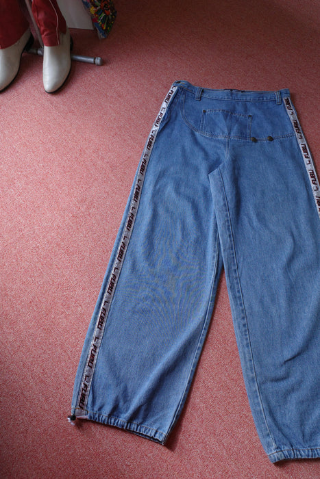90s FUBU gimmick denim with leather goods
