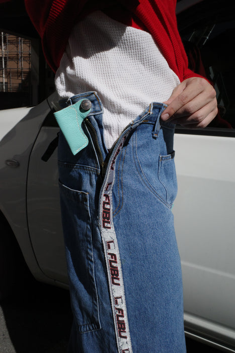 90s FUBU gimmick denim with leather goods