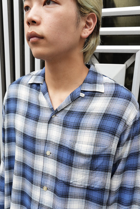 60s unknown check rayon shirt