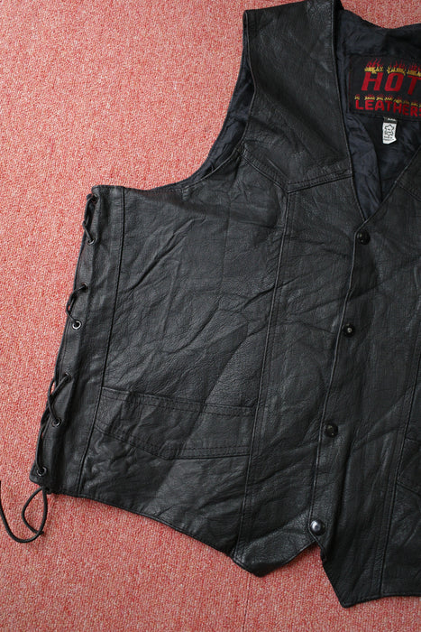 90s lace-up leather vest